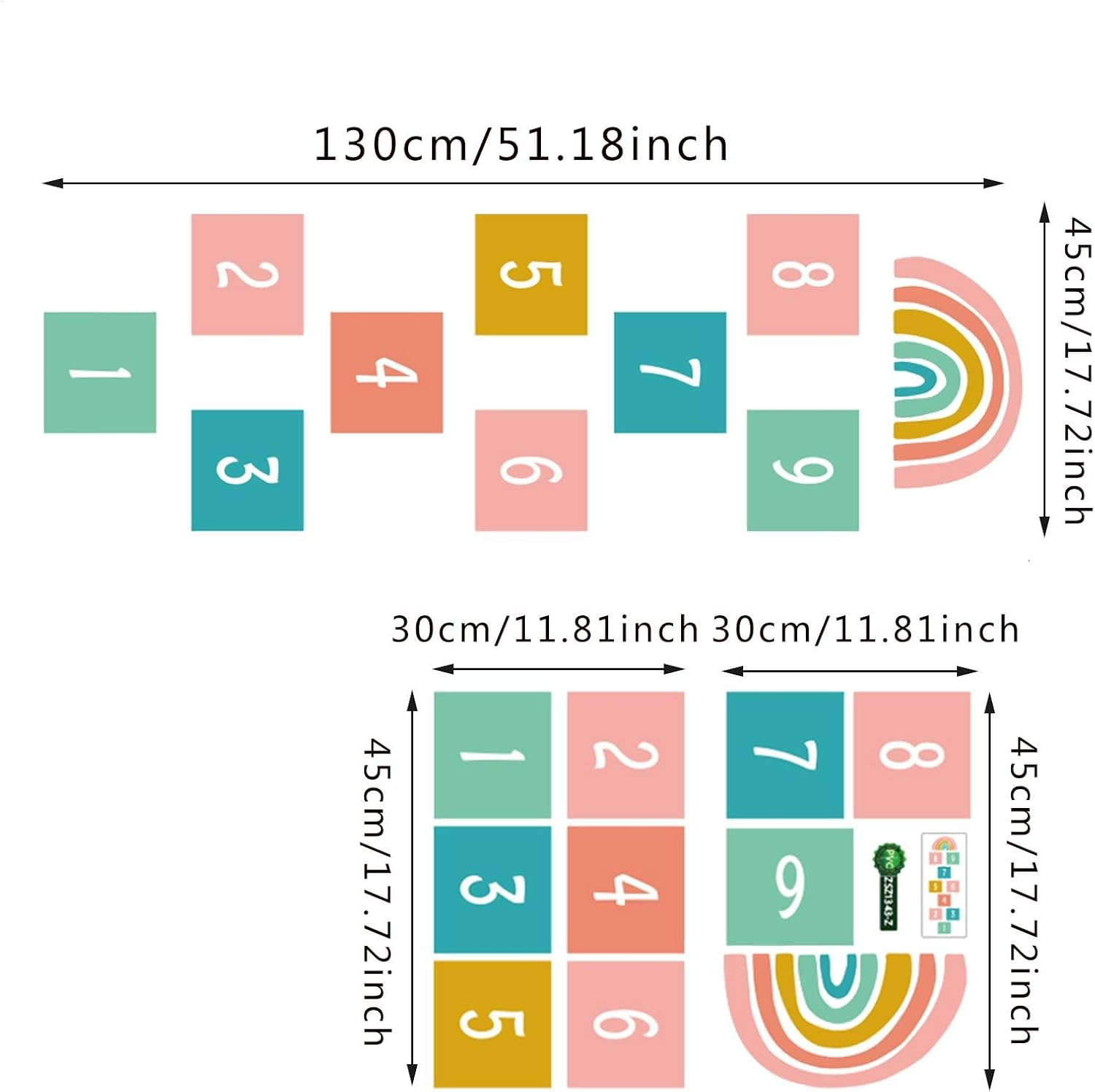 Scotchs Stickers Floor Decals - Number Decals for Hopscotchs Rugs | Wall Paper Tiles Numbers Puzzle Flooring - Path Floor Decals for Games image number 3