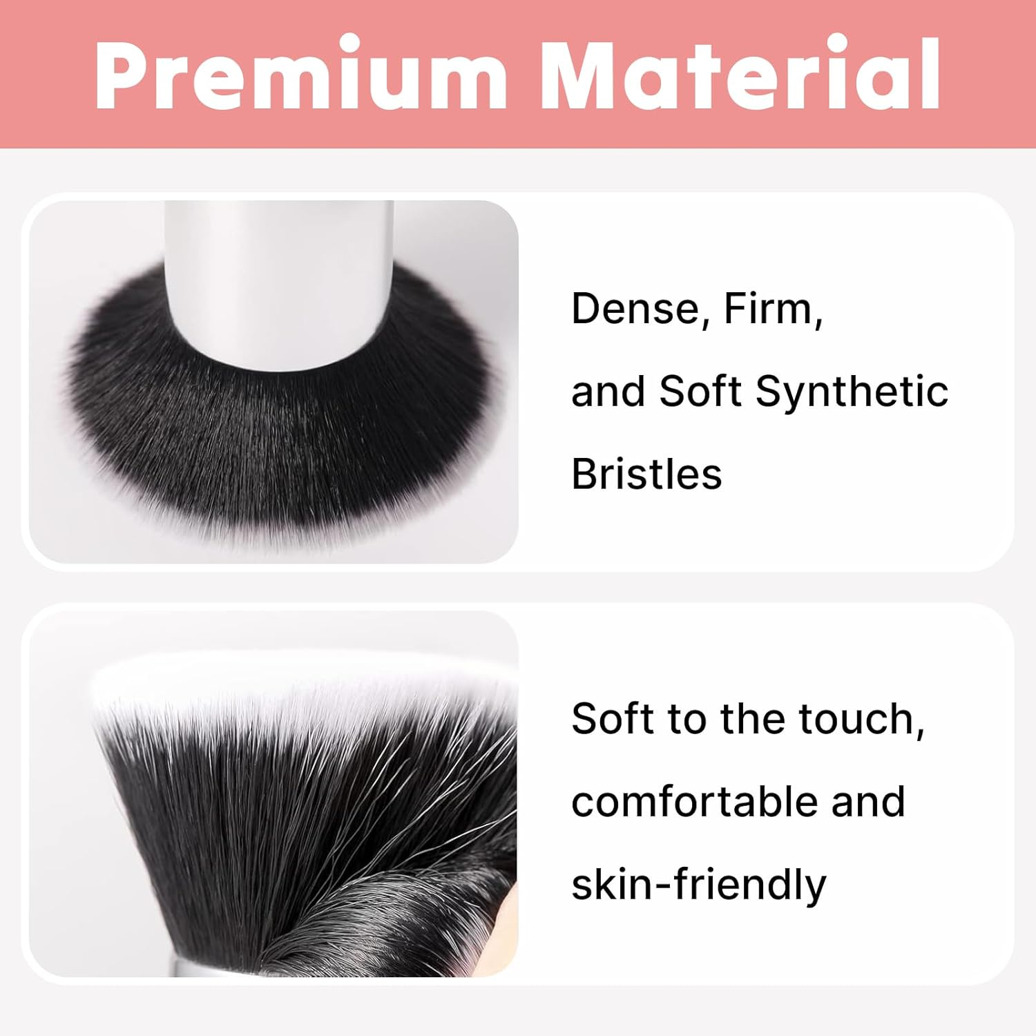 Flat Top Kabuki Foundation Brush for Liquid Makeup, Professional Buffing Blending Brush for Mineral Powder, Cream, and Liquid Foundation, Large Makeup Face Brush in Elegant Black