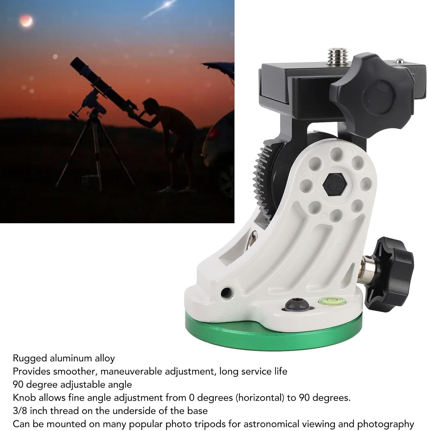 Jiawu Aluminum Alloy Star Adventurer Latitude (EQ) Base, Astronomy Telescope Accessory, Equatorial Mount for Portable Nightscapes, Time-Lapse and Panoramas, 90 Degree Adjustment image number 6