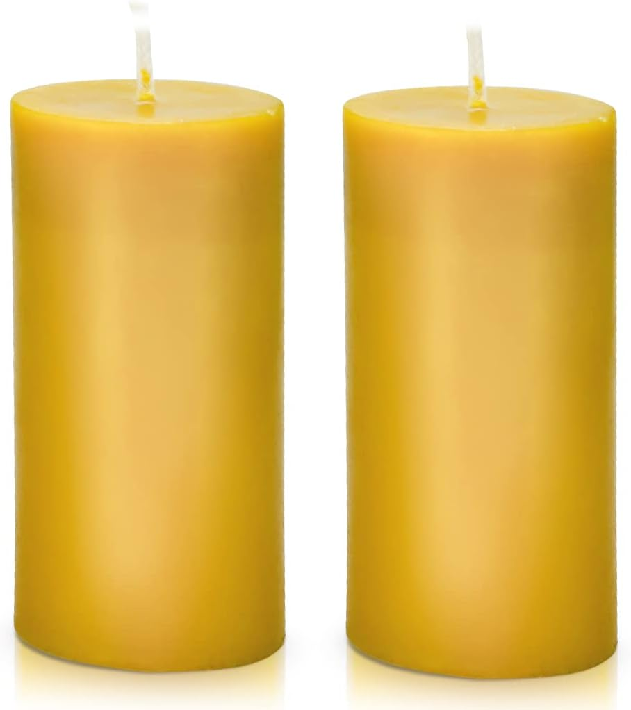 Beeswax Pillar Candles Set of 4, Smokeless Dripless Pure Beeswax Candle Set with Natural Scent for Room Decoration Prayer Party, Long Lasting Burn Time,2X4 Inch,White Raw