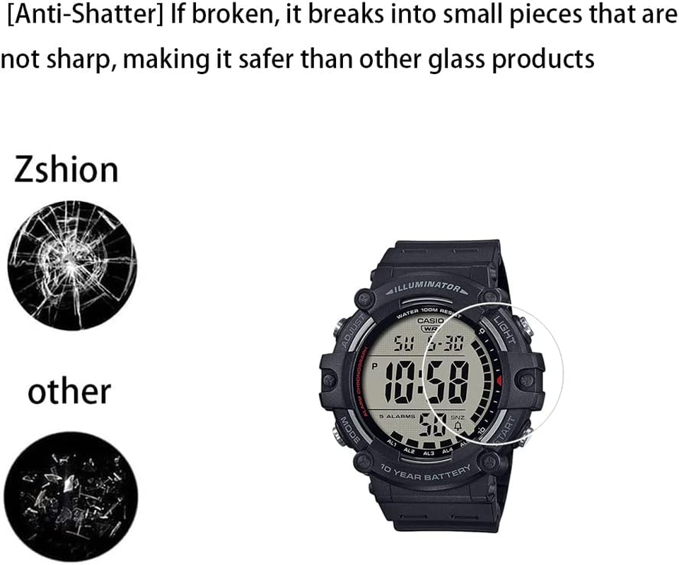 Screen Protector Compatible with Casio AE-1500WH AE-1500, [9H Hardness] [Anti-Scratch] [Anti-Fingerprint] Tempered Glass Screen Protector Crystal Clear [Pack of 2] image number 6