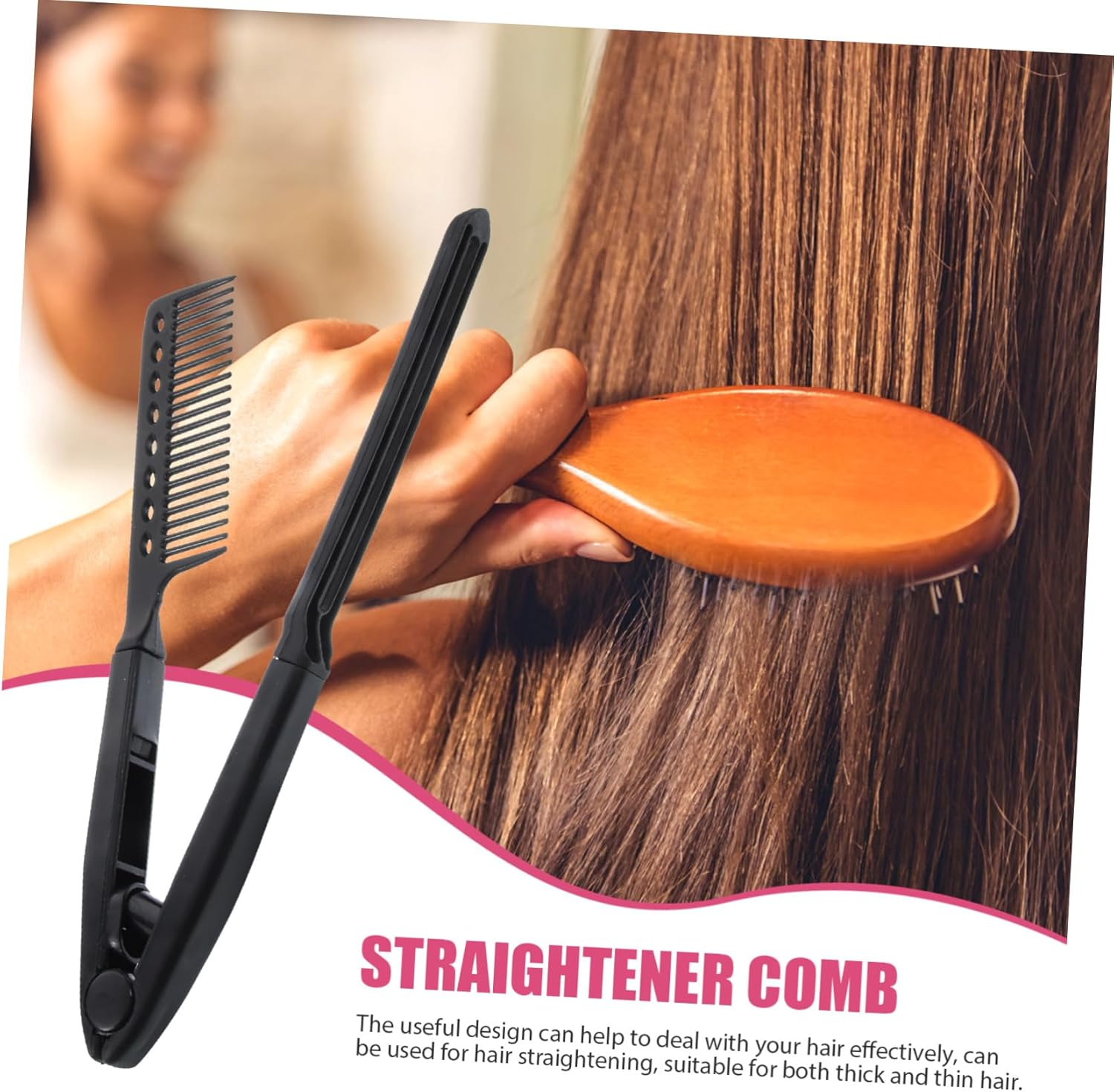 Outanaya Hair Straightening Comb Plastic Material Flat Ironing Hair Styling Tool Random Color image number 4
