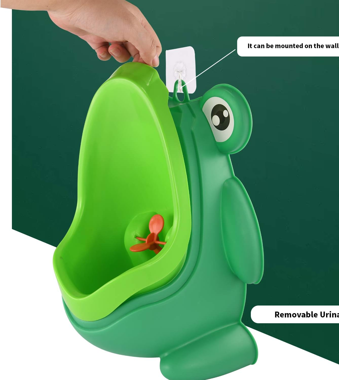 Foryee Cute Frog Potty Training Urinal for Boys with Funny Aiming Target - Green - Blue image number 3