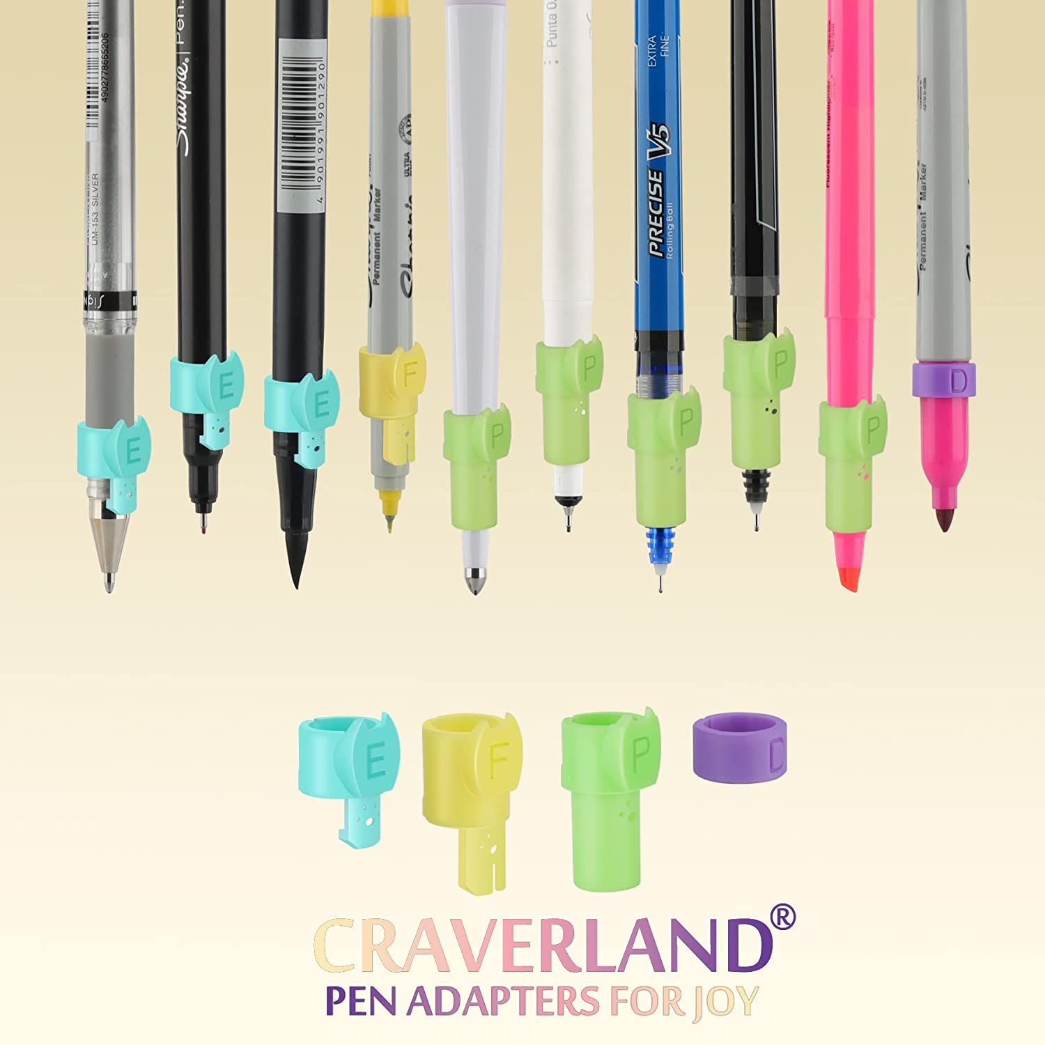 Craverland Pen Adapter Set for Cricut Joy - 8 Pack Pen Adapters Work with Cricut/Sharpie and Other Pens Markers Compatible with Cricut Joy