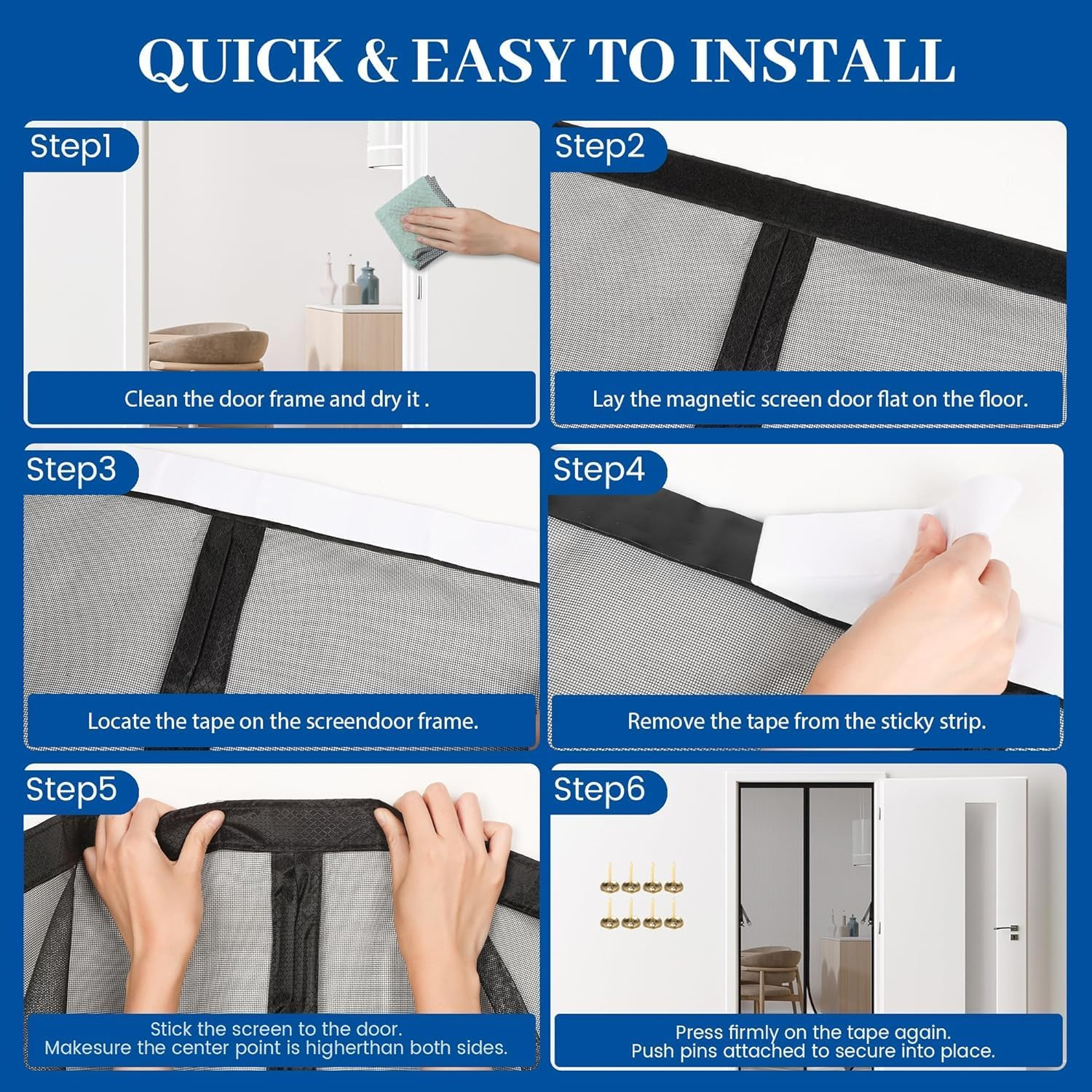 XCMVCN Magnetic Fly Screen Balcony Door, 65 X 190 Cm, Fly Screen Door, Magnetic Insect Protection, Easy Adhesive Mounting, No Drilling, for Balcony Door/Patio Door, Black image number 4