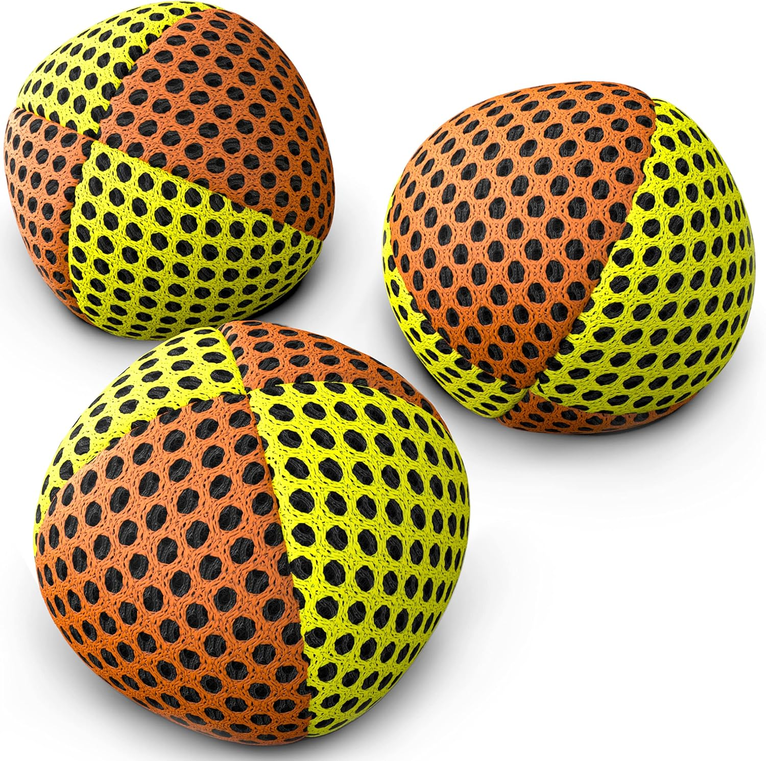 Juggling Balls for Beginners and Professionals Set of 3 Xballs, 2 Layers of Net and Carry Case, Juggle Balls for Adults and Kids (Black - Yellow, 650G)
