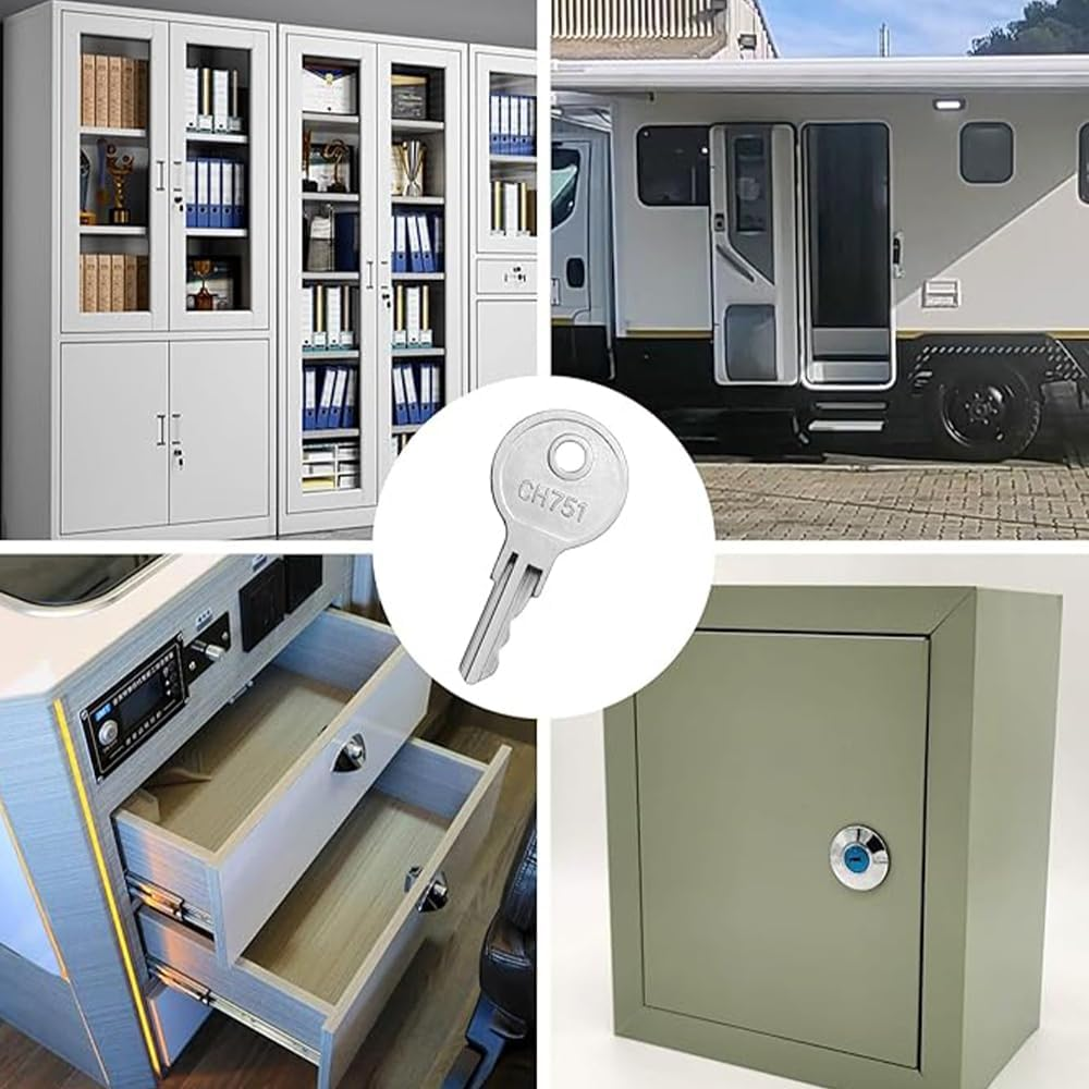 5 Pcs RV Keys CH751 Universal Replacement Keys for Camper Door Locks, RV Storage Locks, Campers Storage Cabinets, Door Lock T-Handles image number 1