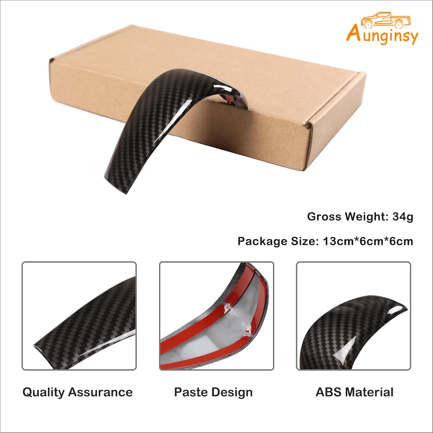 Car Shifter Gear Hand Brake Trim Cover Compatible with Ford Ranger 2015-2018 - Carbon Fiber Pattern image number 5