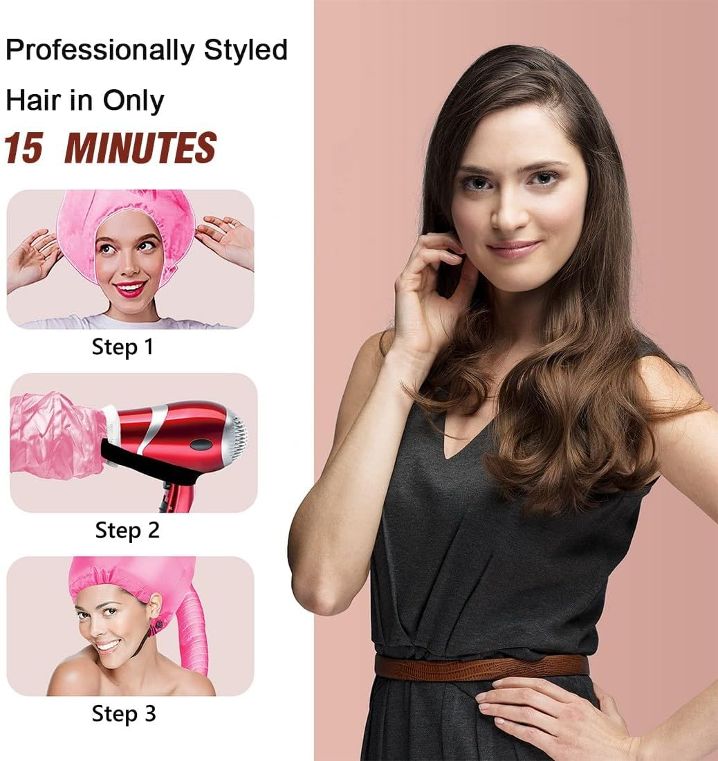USTNIR Attachment for Hair Dryer, Bonnet Hair Dryer Attachment, Helmet Drying Cap Salon Hair Dryer Hood Bonnet Drying Hoods for Hair Wrap Turban Hair Drying Towel image number 2