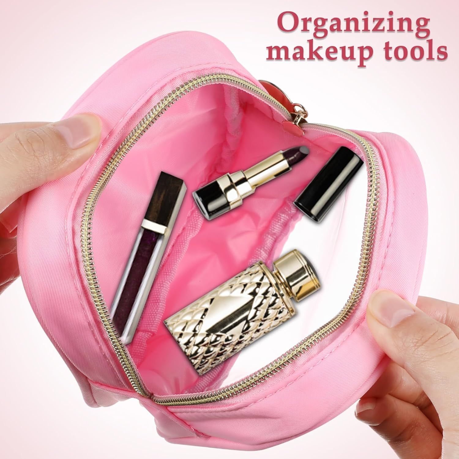 DDPOND Mini Clear Makeup Pouch Zipper Travel Cosmetic Bag for Skincare Earphones Durable Storage with Clear Front for Easy Access Toiletry Bag for Women Men image number 2