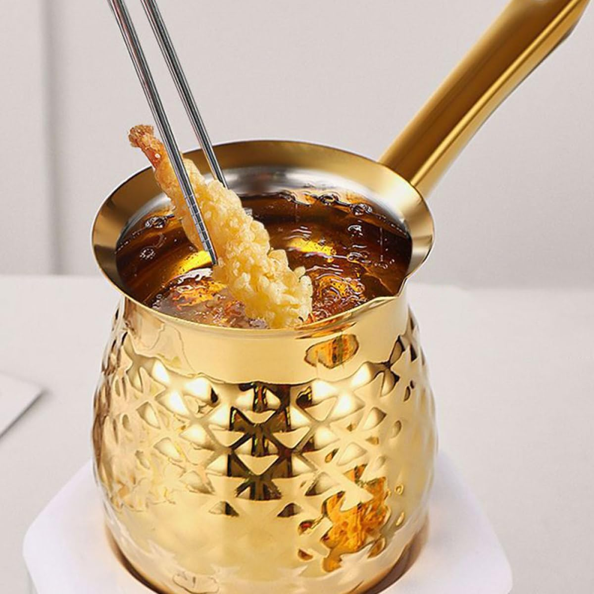 Generic Vintage Turkish Coffee Pot 400Ml Golden Cezve Coffee Brewer Metal Mocha Pot for Home and Tea Serving image number 4