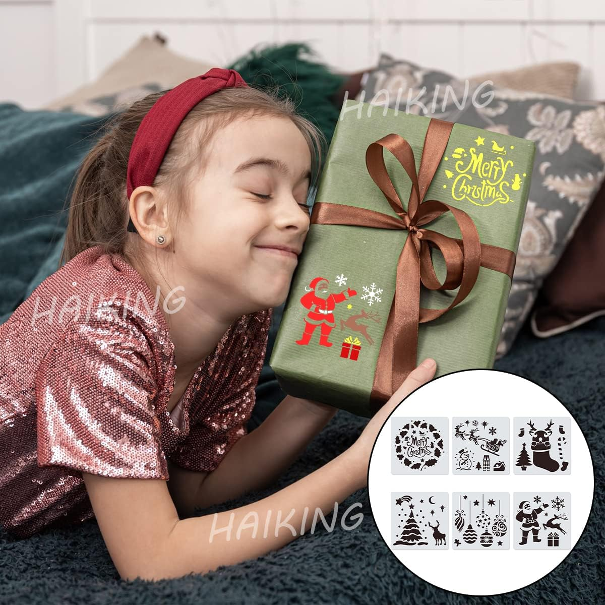 HAIKING Christmas Stencils, 6 Pcs Reusable Christmas Drawing Stencils for DIY Crafts, Scrabooking, Home Decor, Christmas Decoration (5.9 * 5.9In) image number 3