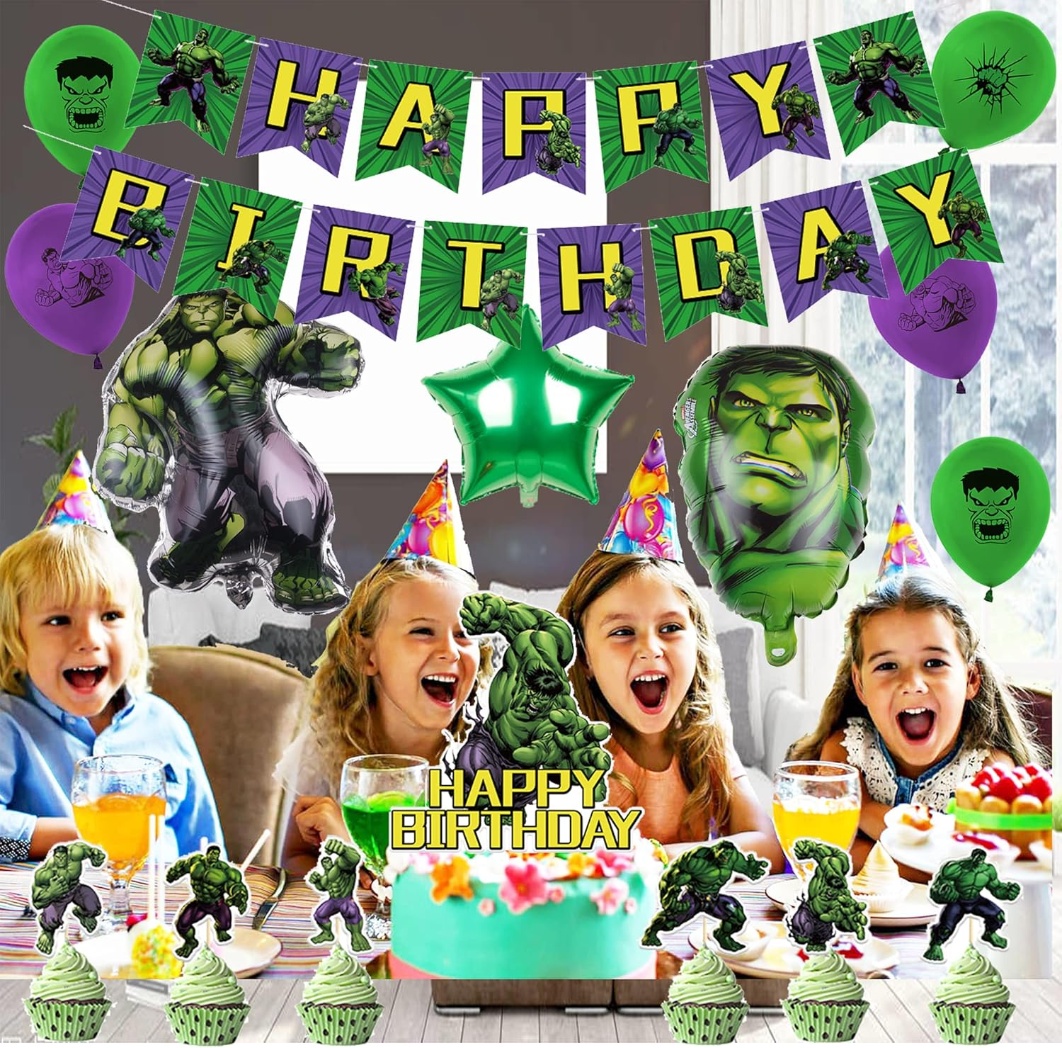 Party Supplies Hulk Birthday Decorations Superhero Balloons Avengers Birthday Cake Decorations Hulk Birthday Banner Avengers Helium Foil Balloons Hulk Party Decorations image number 5
