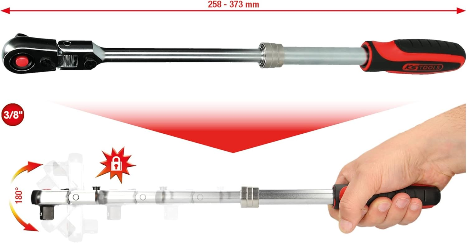 KS Tools Slimpower 914.3820 Telescopic Joint Reversible Ratchet 3/8 Inch 72 Teeth image number 1