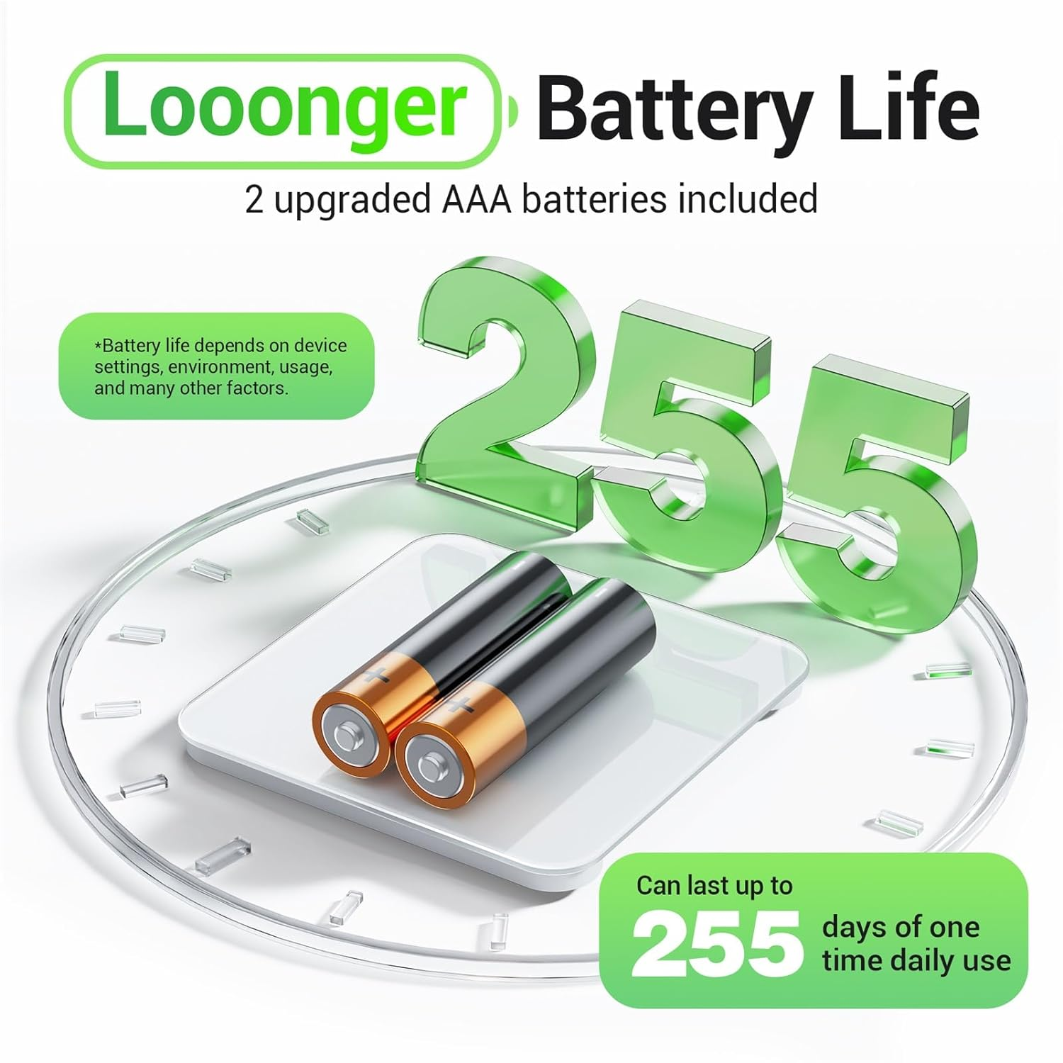 Ovutek Bathroom Scale for Body Weight, Highly Accurate Digital Weighing Machine for People, Upgraded Batteries Included, Compact Size, LED Display, High Standards Sturdy Tempered Glass, 400Lb, White image number 3