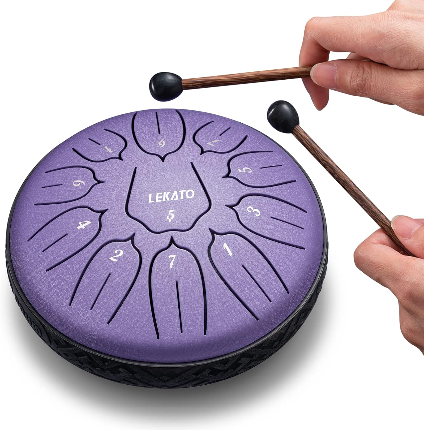 Steel Tongue Drum 6 Inch 11 Notes, LEKATO Steel Drum D Major Beginner Handpan Drum Percussion for Meditation Yoga Musical Education, Best Present for Families/Friends, Lavender Purple