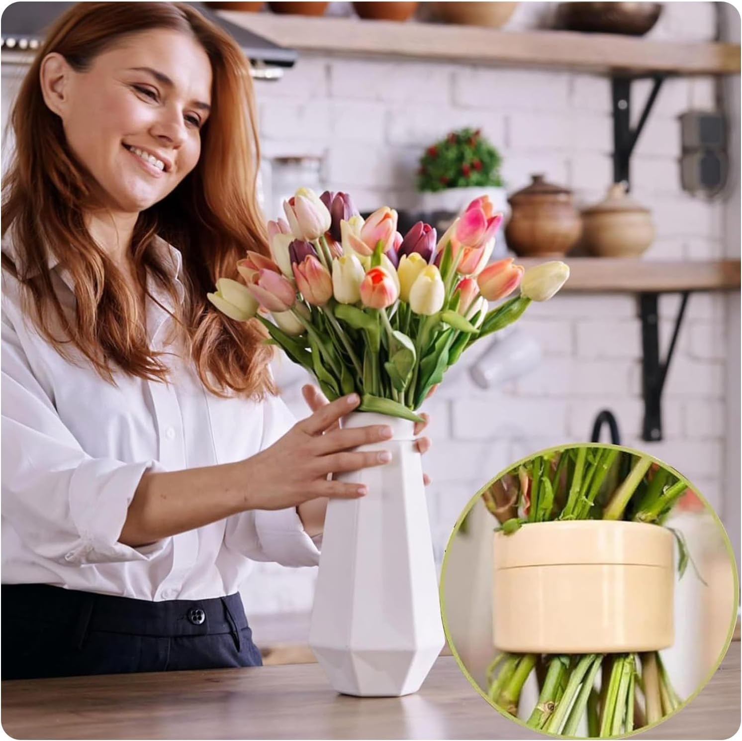 Zakora Spiral Ikebana Stem Holder Flower Arrangement Set of 2 Spiral Stem 1 Leaf Stripping Tool for Flower Arrangements Home Floral Art（Transparent） image number 6