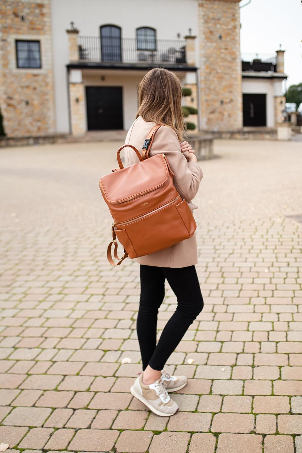 Leather Diaper Bag Backpack for Women with Multiple Pockets,Laptop Compartment and Changing Pad. - Grey image number 4