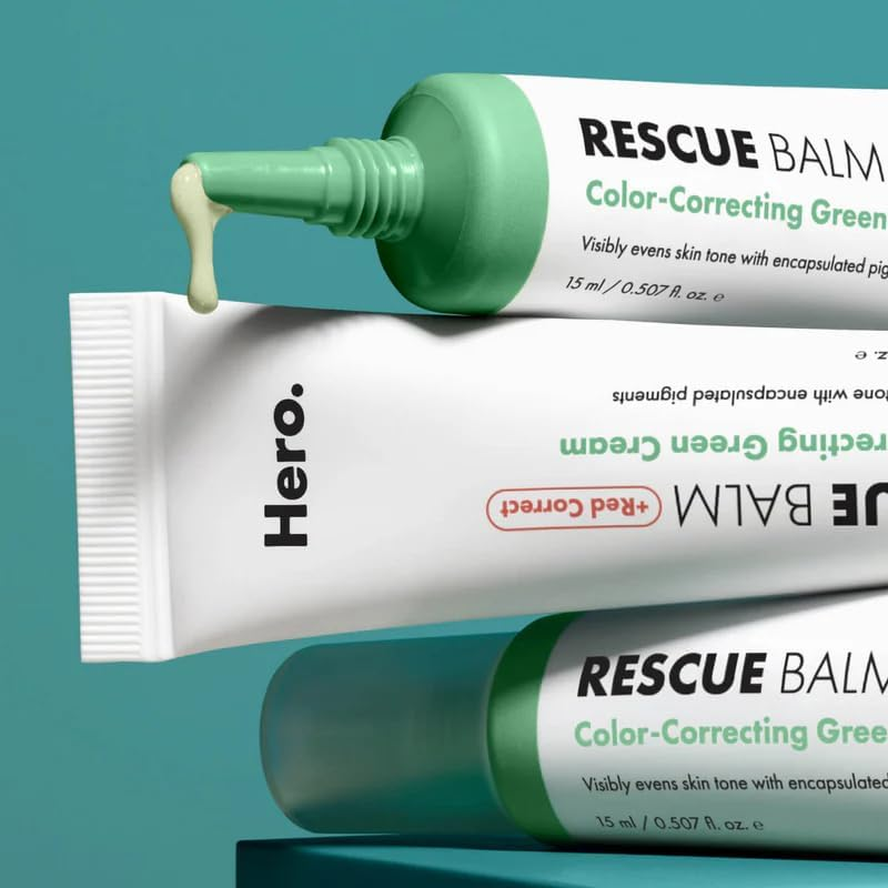 Hero Cosmetics Rescue Balm + Red Correct 15Ml | Color Correcting Green Balm Moisturiser for Redness, Post-Breakout Care, and Dry Skin Nourishment | Lightweight Primer for Fair to Medium Skin Tones image number 3