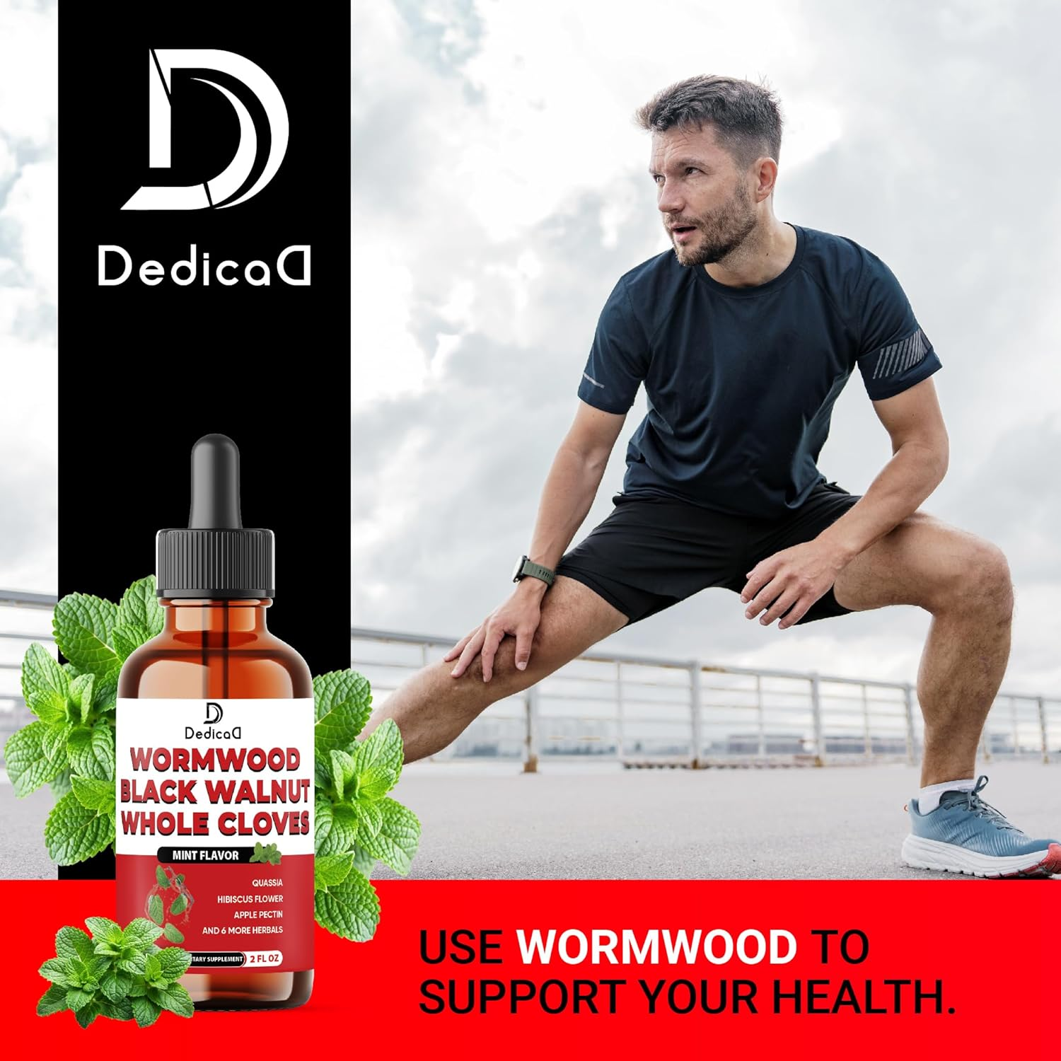 12In1 Wormwood Liquid Drops Added Black Walnut, Whole Cloves and 9 More Herbs - 2 Fl Oz - 60 Days Supply - Mint Flavor image number 3