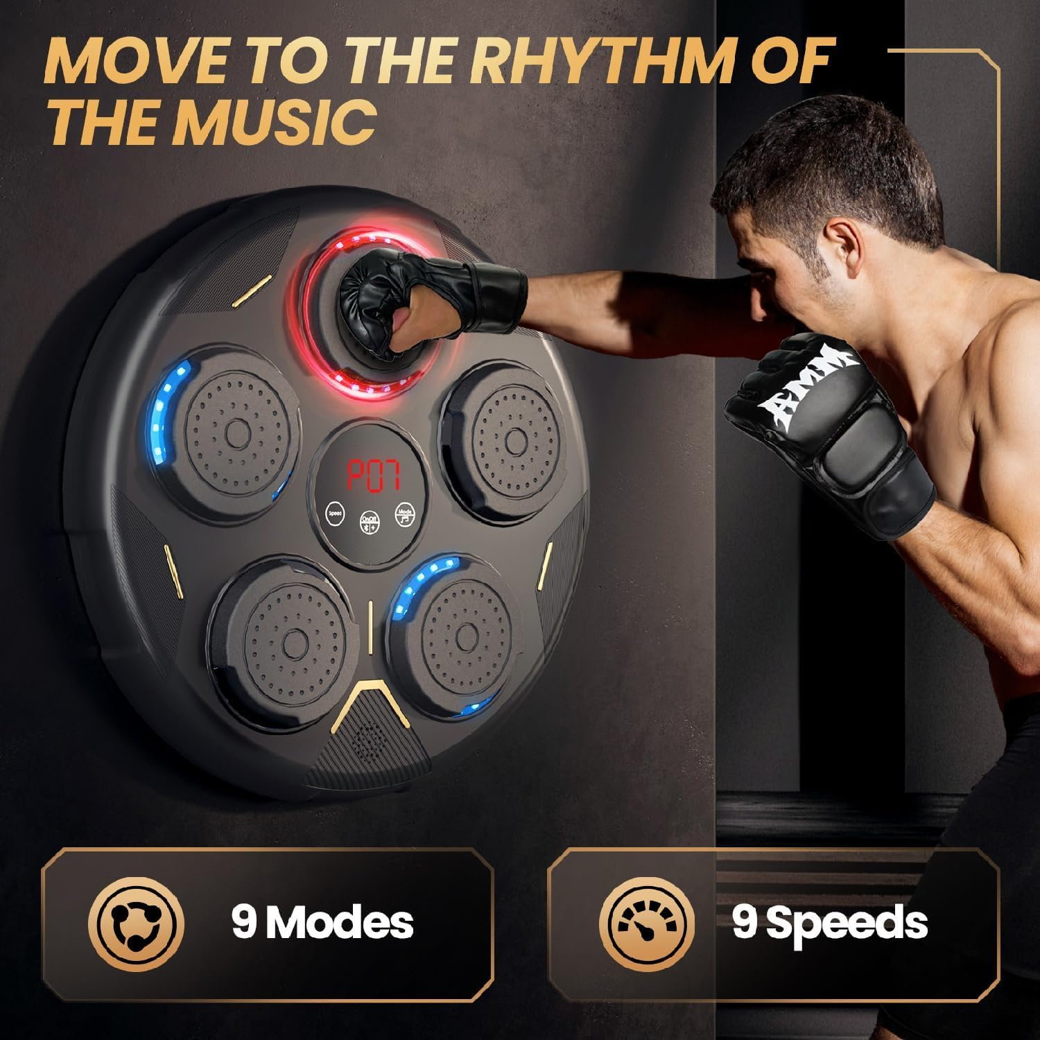 New Music Boxing Machine, Wall-Mounted Smart Bluetooth Punch Trainer, 9 Adjustable Modes & LED Speed Display, for Home, Indoor and Gym, Electronic Punching Equipment image number 5