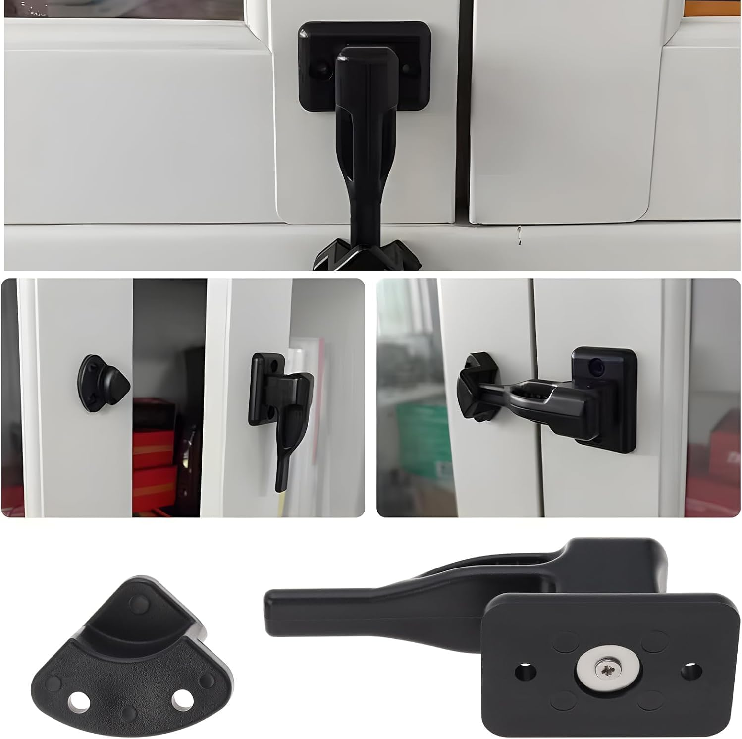 1 X Caravan Door Holder, Door Lock Caravan, Caravan, Window Closure, Caravan Lock Door, Rotating Latch, Door Holder, Door Stop, for Caravan, Boat or Furniture (White) image number 5