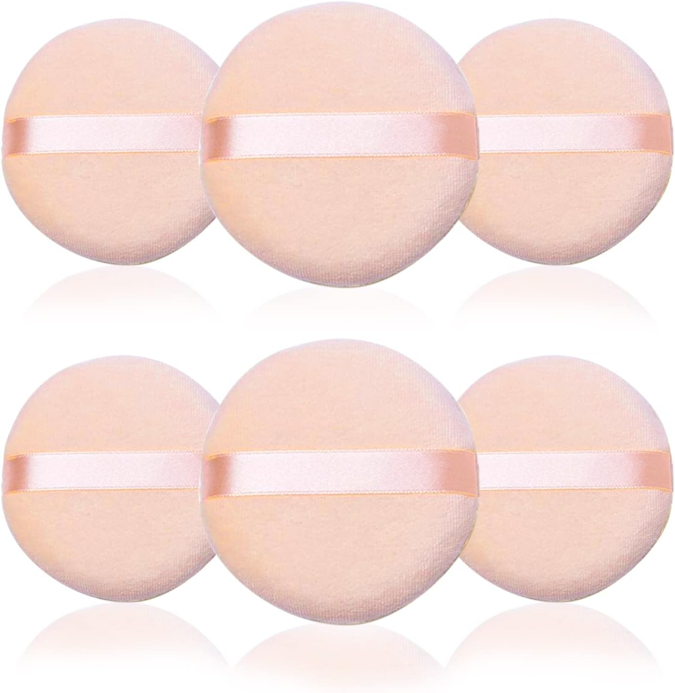 6 Pieces Powder Puffs Cotton Makeup Puffs for Loose Powder Mineral Powder Cosmetic Foundation - 2.36 Inch/6 Cm Soft round Powder Puffs Makeup Face Sponges for Face and Body - Nude image number 1