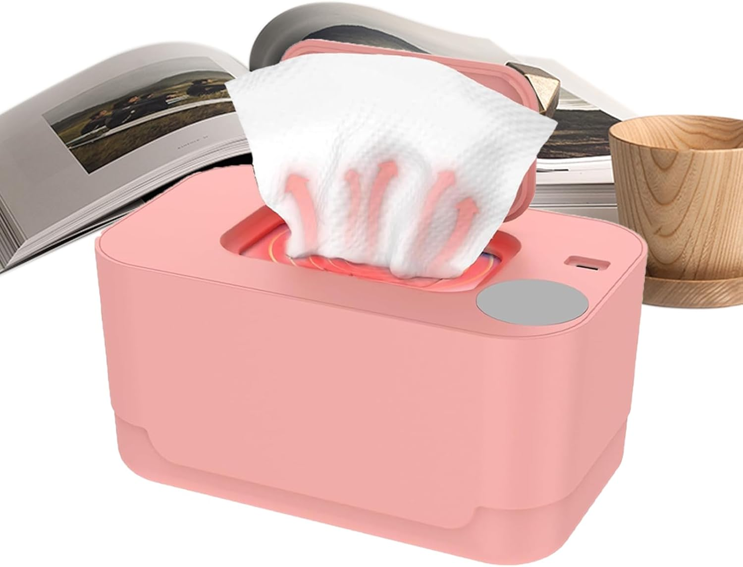 Baby Wipe Warmer Dispenser - Even Heating Wet Wipes Dispenser for Home Use,Portable Space-Saving Diaper Heater Holder Case for Living Room