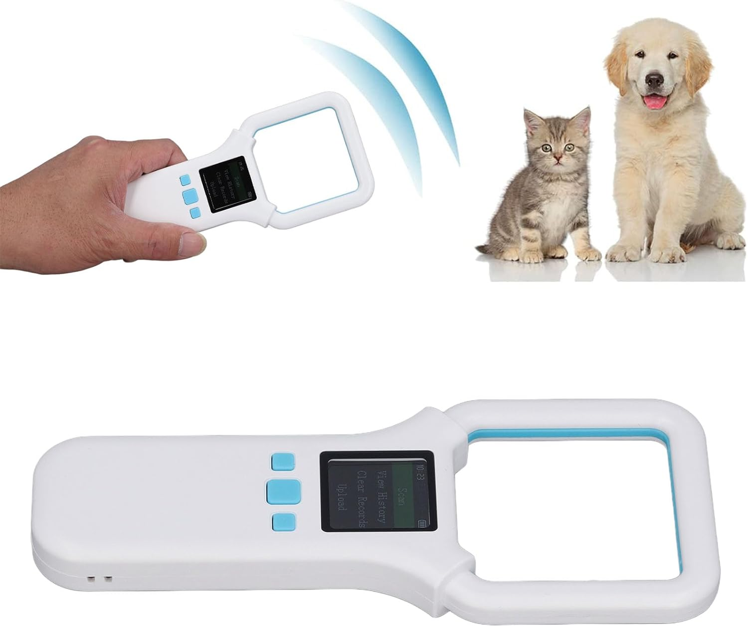 Pet Microchip Scanner Reader, 134.2Khz 125Khz Portable Animal Chip ID Scanner, 500 Data Storage Handheld RFID Dogs ID Chip Tag Scanner for EMID/FDX B / ISO1784/85
