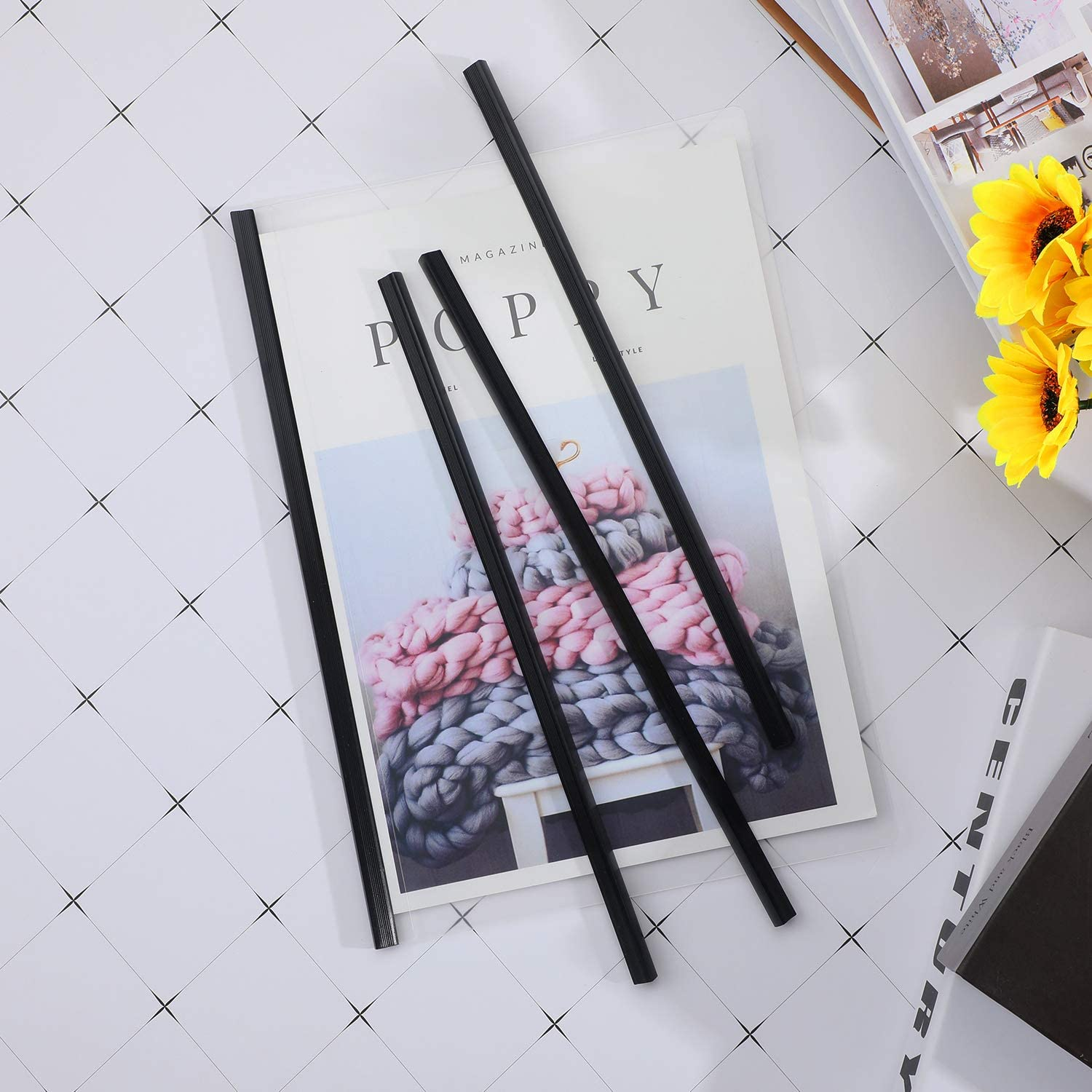 30 Pieces Binding Bars Slide Grip Binding Bars for Office School Report Cover, A4 Size, 40 Sheets Capacity, 12 Inch (Black) image number 1