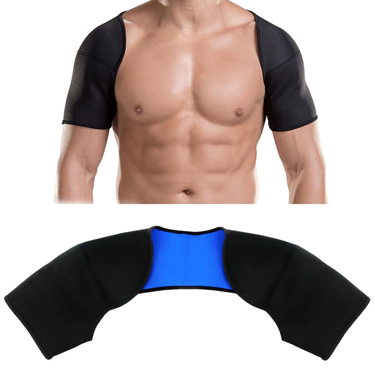 Double Shoulder Support Brace, Shoulder Wrap Protector Shoulder Strap Brace-Breathable Sports Protective Gear for Outdoor Hiking Lifting Sports,Relieve Chronic Tendinitis Pain (L) image number 4