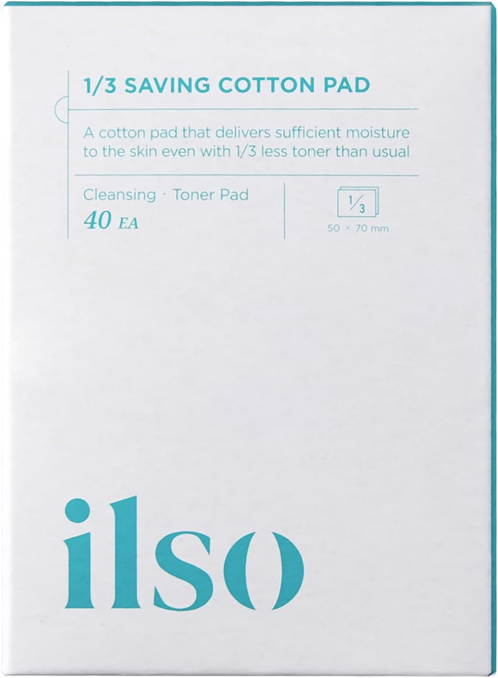 ILSO 1/3 Saving Cotton Pad, Thin Layer Perfect for DIY Toner Pad and Mask, 40 Sheets, Korean Skincare (50 X 70Mm)