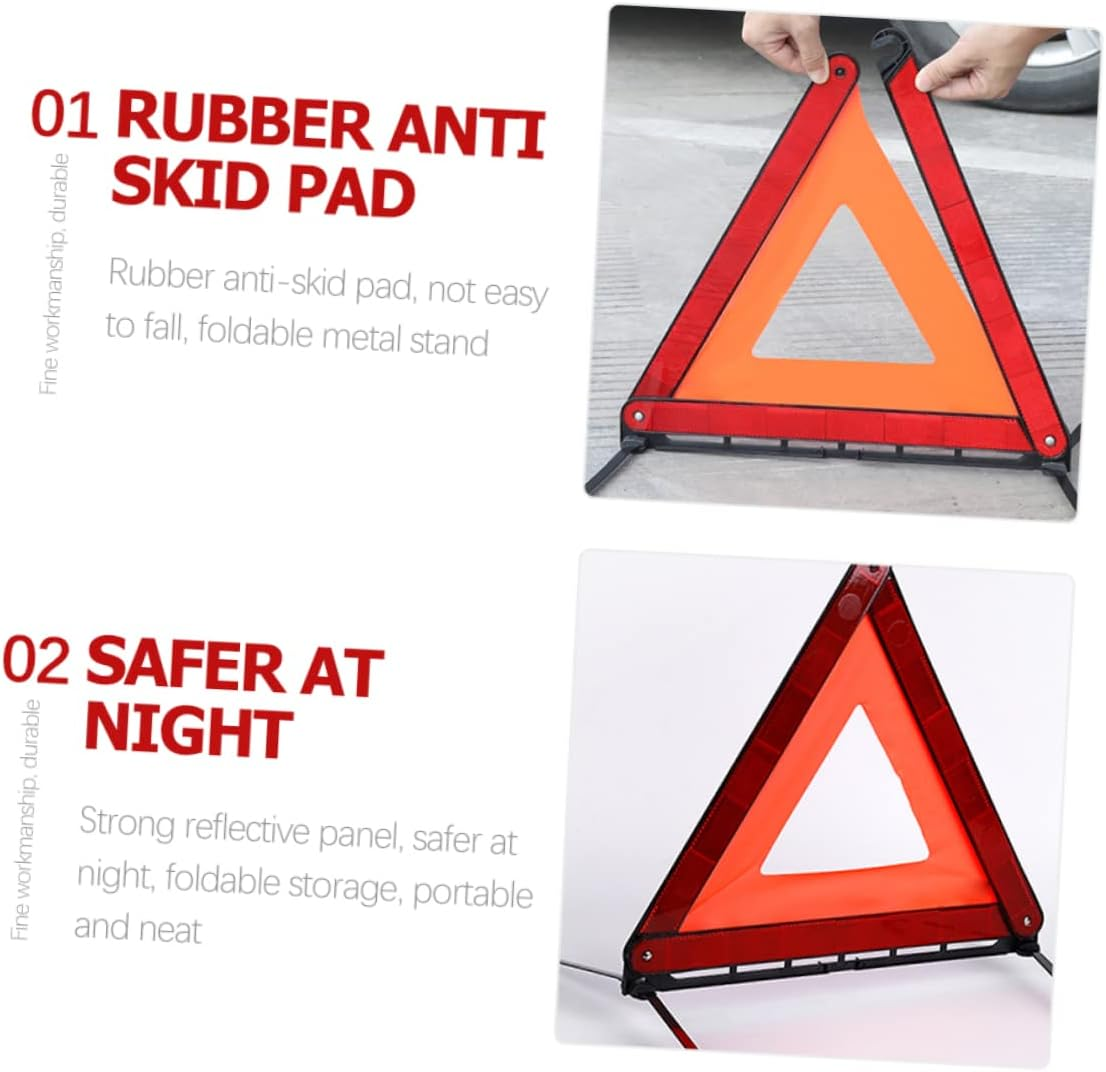 Warning Sign Tripod Foldable Reflective Triangle for Emergency Use Road Trip Essentials for Adults Ensuring Safety Reflective Design for Automotive Scenarios image number 4