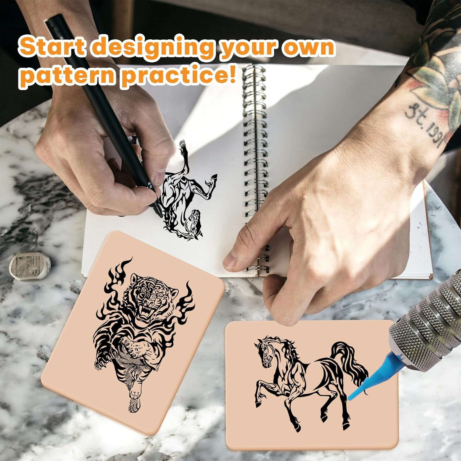 Fkereg 10 Pack Fake Skin Tattoo, 3Mm Tattoo Practice Skin 15X20 Cm, Thick Double Sides Real Feeling Soft Silicone Skins Sheet, Eyebrow Lip Tattooing Supplies for Beginners & Experienced Artist