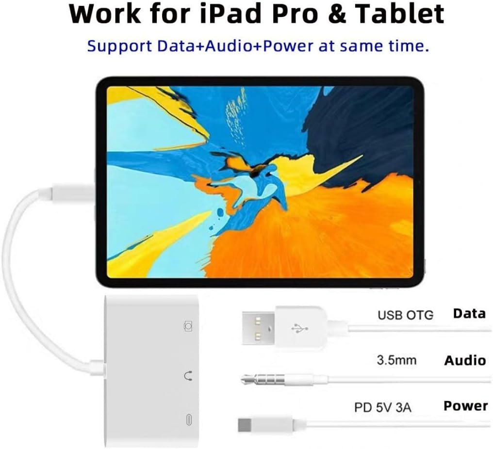 Chenyang 3 in 1 USB C to 3.5Mm Audio AUX & USB 2.0 Socket OTG Adapter with PD 15W Charge for Laptop Tablet Phone image number 5