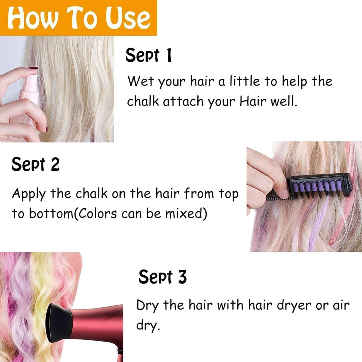 Hair Chalk for Girls Kids 10Pcs, Temporary Bright Hair Color Chalk Comb Set, Birthday Gifts Children'S Day Halloween Christmas Makeup Cosplay DIY Party Favors image number 6