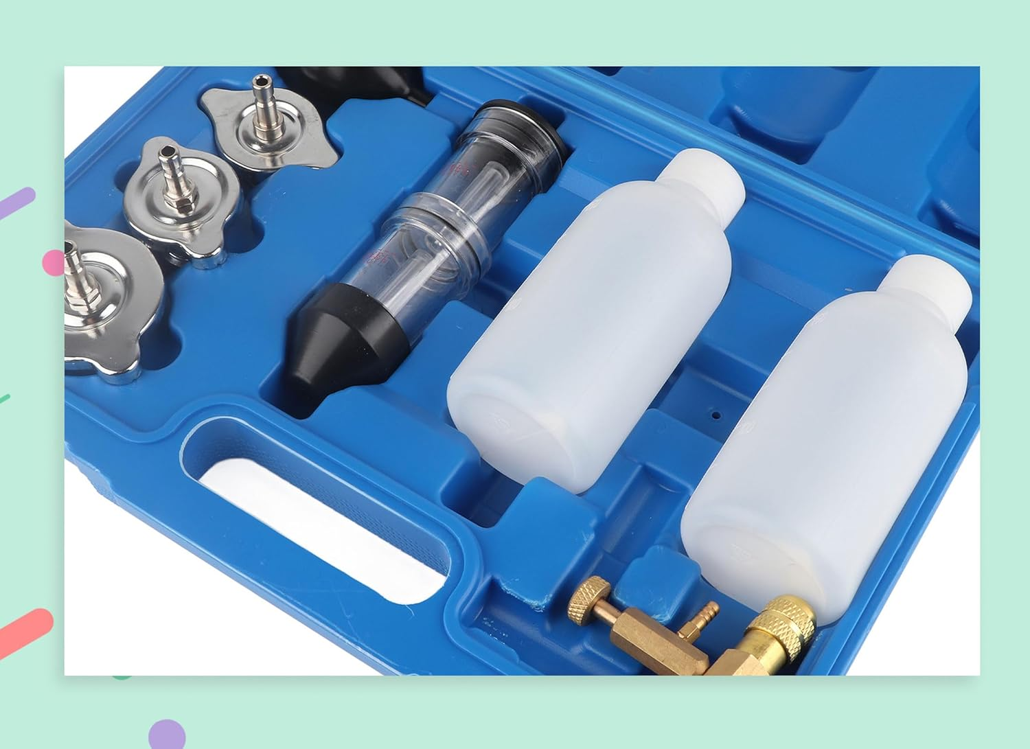 8PCS Combustion Leak Tester Kit, CO2 Leak Detector, Professional Combustion Leak Test Kit, Use of Conical Plugs, Suitable for Cars, Trucks, Road Tractors image number 5