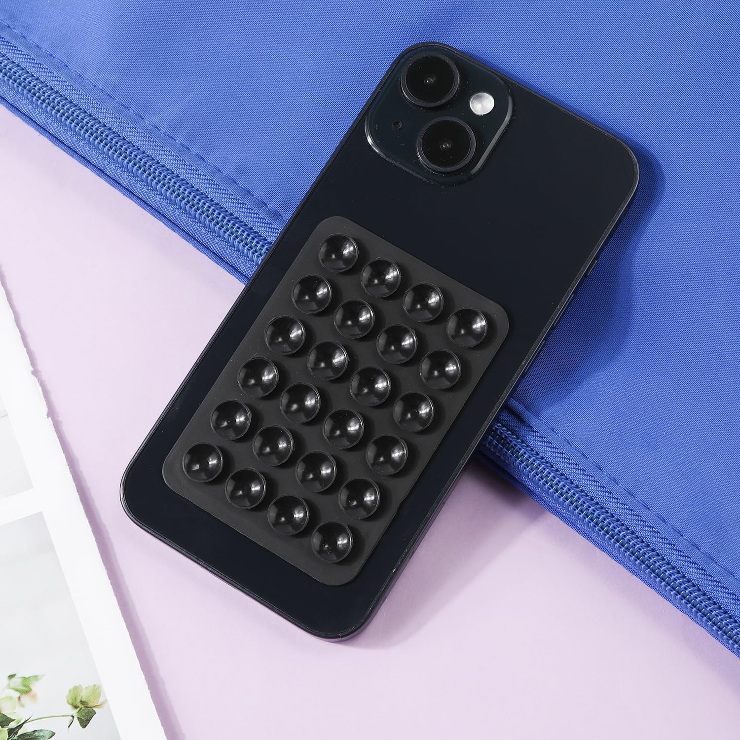 5Pcs Silicone Suction Cup Phone Holders, Multipurpose Phone Suction Mount for Car Phone Mini Suction Cup Mat Suction Phone Case Adhesive for Mobile Power, 24 Suction Cups, Black, 2.17 X 3.15In image number 4