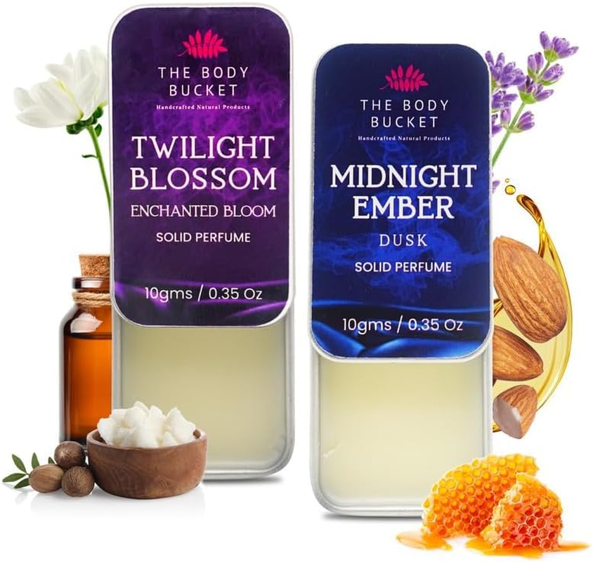 MANTRAMART Twilight Blossom & Midnight Ember Solid Perfume Duo (10 G Each) | Alcohol-Free Fragrance Balm | Compact, Easy-Apply Scent | Unisex Gift Set image number 1