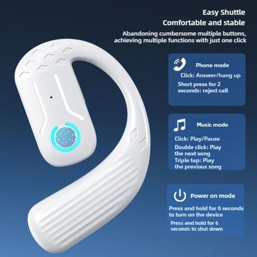 Bluetooth Earphones - Long Battery Life, Noise Earbuds Design Hanging Ear - 1PCS Reduction, Huaqiang Q4I5 North