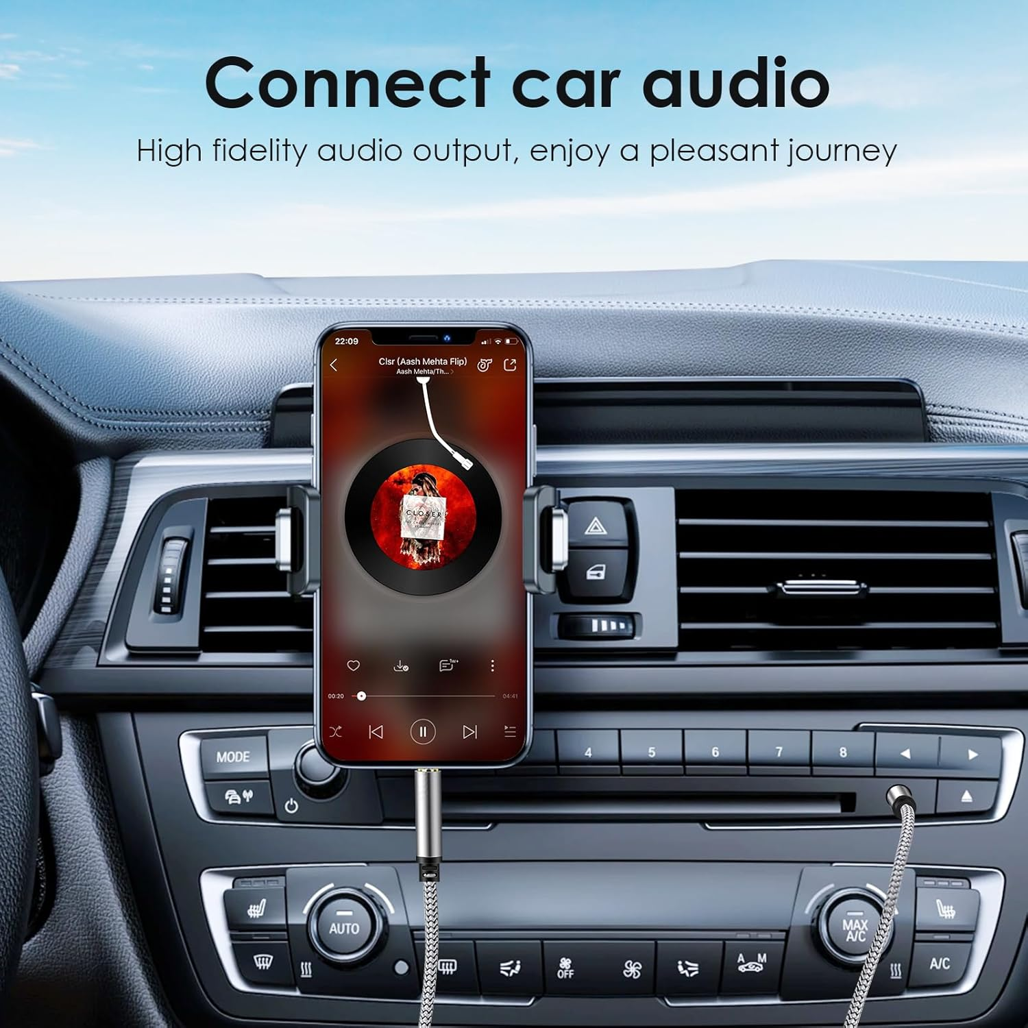 SAISN 3.5Mm Audio Aux Cable - 2 Pack 3Ft Nylon Braided Hi-Fi Stereo Audio TRS Cable for Car Home Stereos, Headphones, Speakers, Laptops, Grey