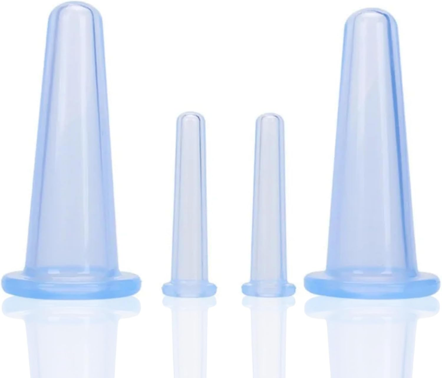 4 Pcs Silicone Facial Cupping Therapy Set Vacuum Massage Cup Kit Body Cupping Cup Set for Face Neck Back Eyes Massage Vacuum Cans Suction anti Cellulite Massager Health Care (White)