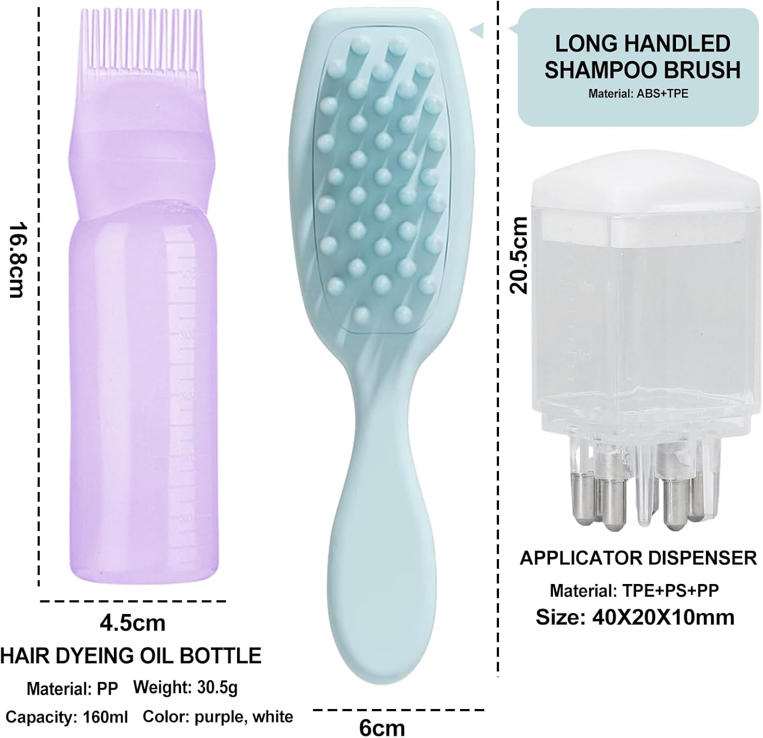 Dancepandas Hair Oil Applicator, 4 Pieces Applicator Bottle Hair Smear Bottle Hair Application Bottle Hair for Hair Colouring, Hair Masks, Hair Care Oils image number 3