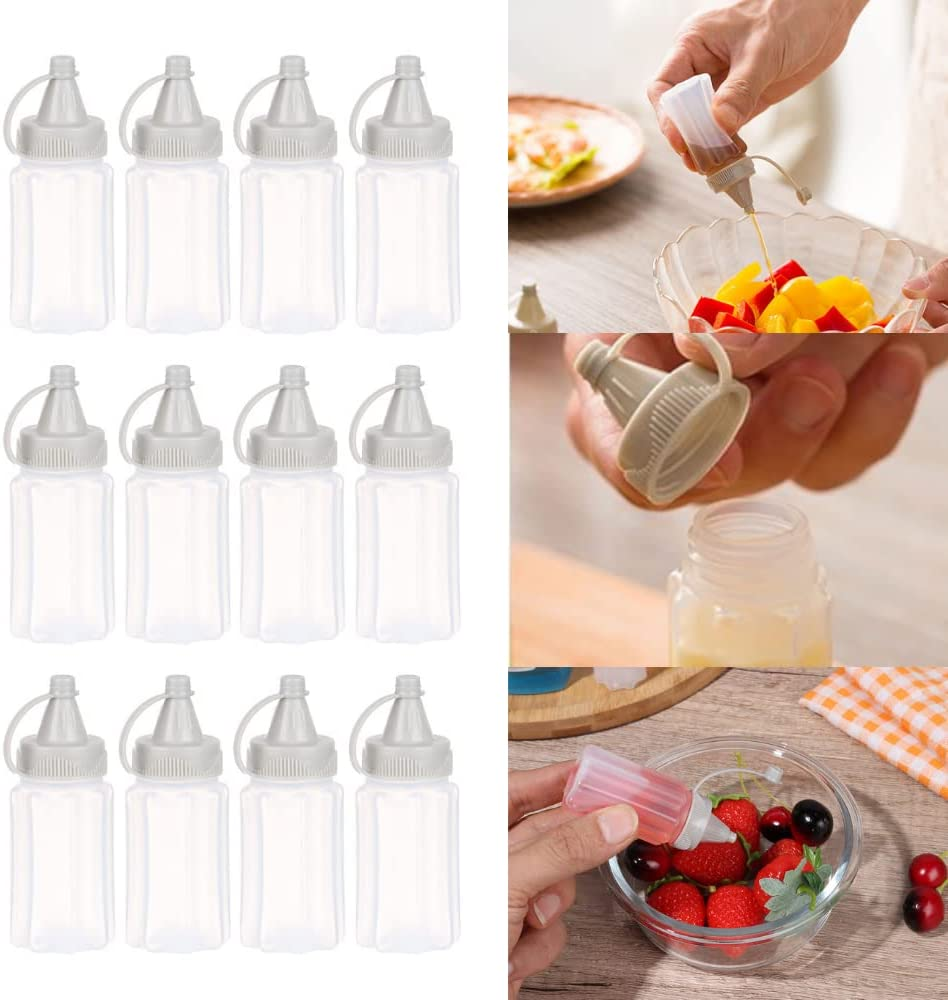 Beyonday 3Pcs Seasoning Bottles - 3 Hole Squeeze for Ketchup, Mustard, Dressing, Salad or Sauce (16Oz, White)