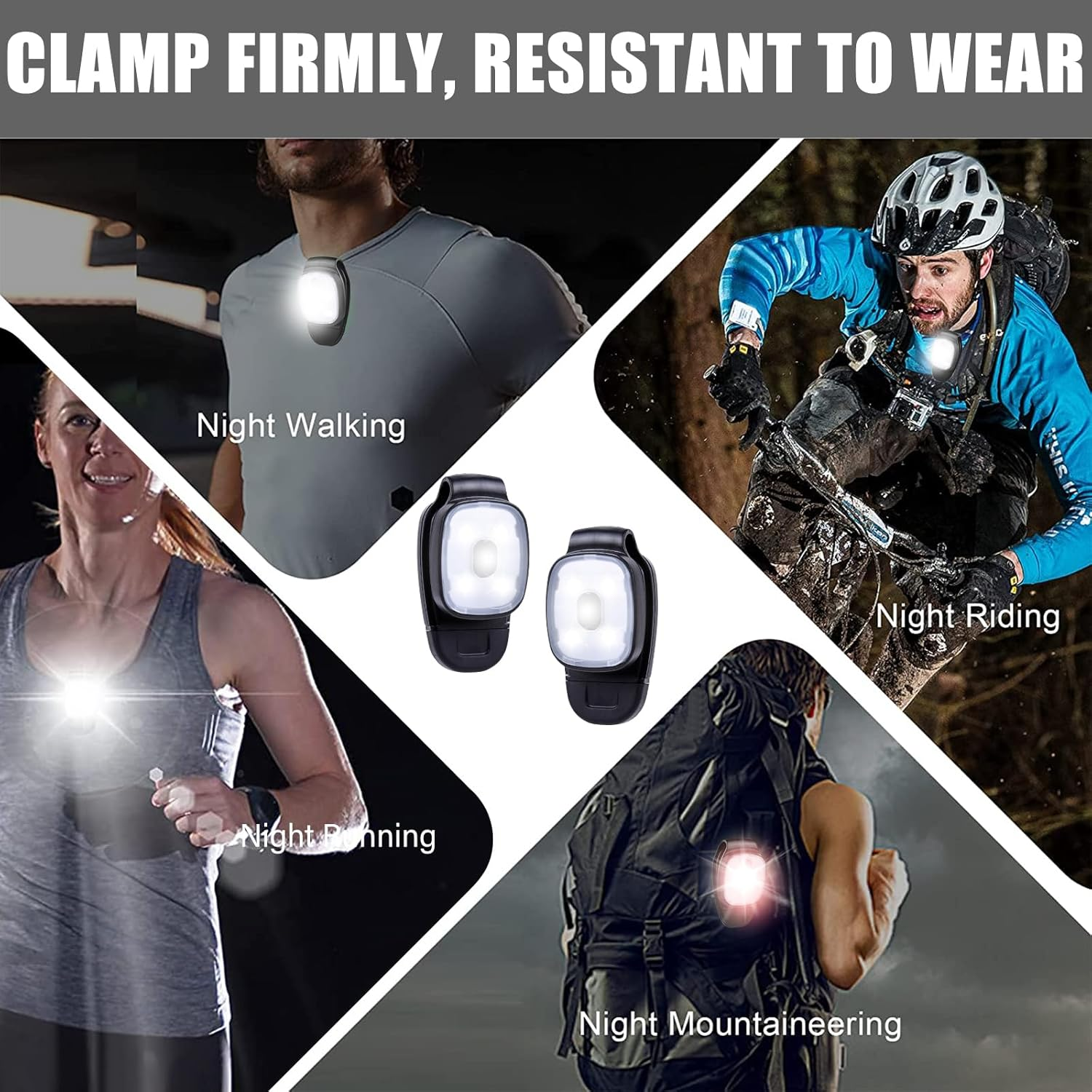 GOMETY LED Clip Lamp, Headlamp LED USB Rechargeable with 3 Modes, Running Light LED Small Head Lamp, Small Head Lamp, Children Waterproof for Camping, Hiking, School Bag, Backpack and Jogging (4) image number 6