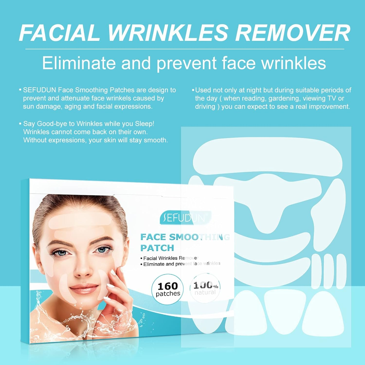 Face and Forehead Wrinkle Patches - 160Pcs Face Tape for Wrinkles Forehead Wrinkle Patches Face Patches for Wrinkles anti Wrinkle Patches Frownies Facial Patches image number 6