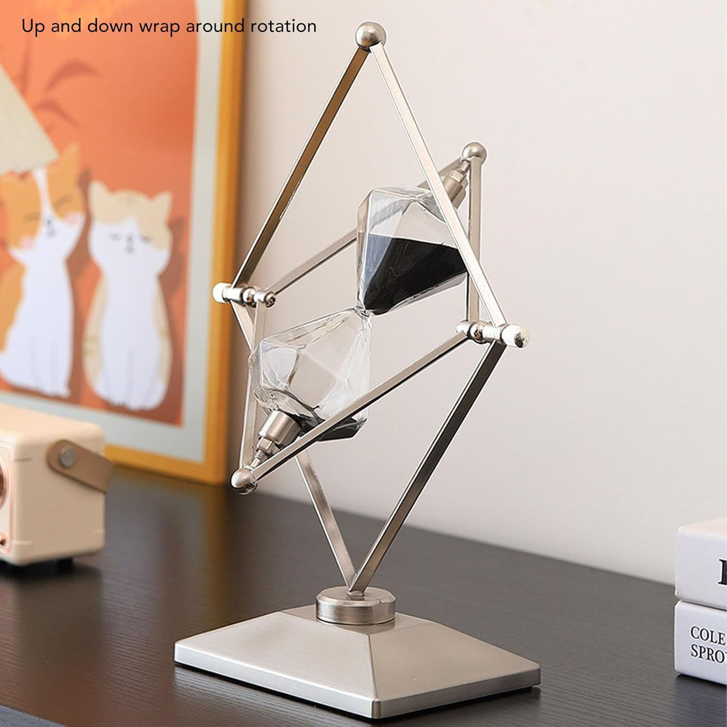 Retro Sandglass Watch, 30 Minute Rotatable Sand Clock Study Accessories Metal Hourglass Timer for Desk Bookshelf image number 1