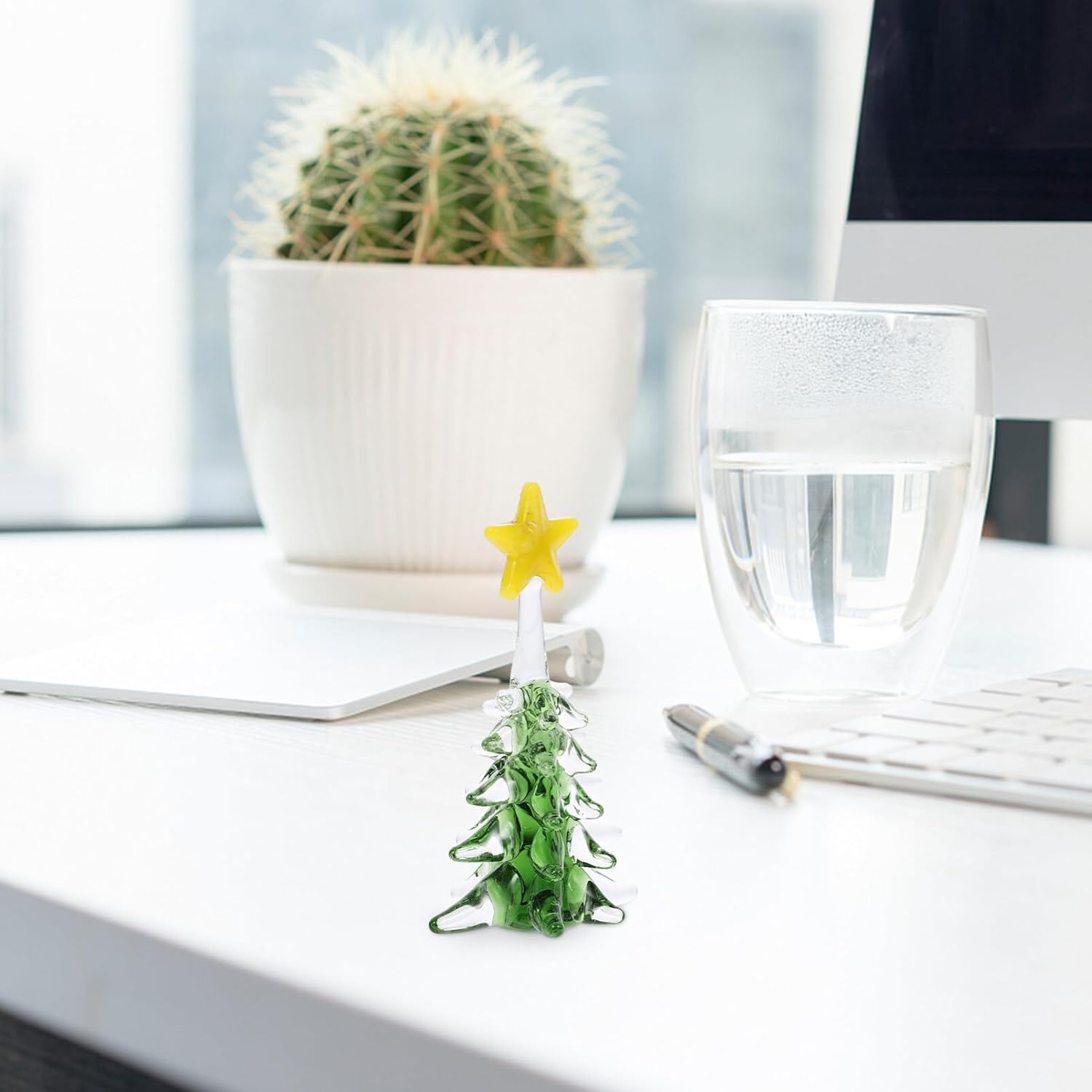 DECHOUS Decor Christmas Ornaments Tabletop Xmas Trees Christmas Supplies Tabletop Trees Christmas Tree Ornaments Christmas Trees Christmas Party Trees Xmas Pentagram Crystal Fireplace image number 1