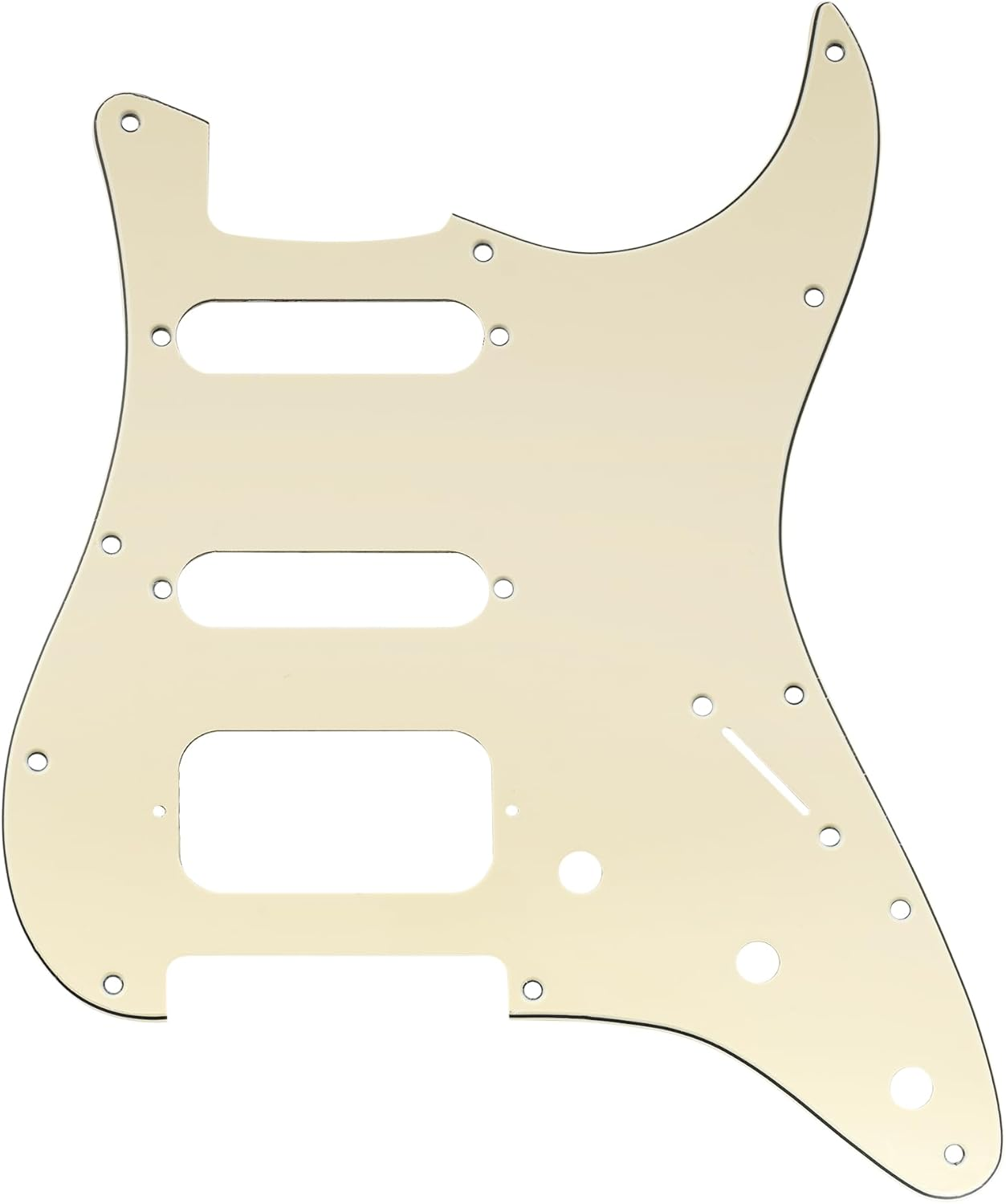 Musiclily Pro 11-Hole round Corner HSS Guitar Strat Pickguard for Usa/Mexican Stratocaster Open Pickup, 1Ply Glossy Black