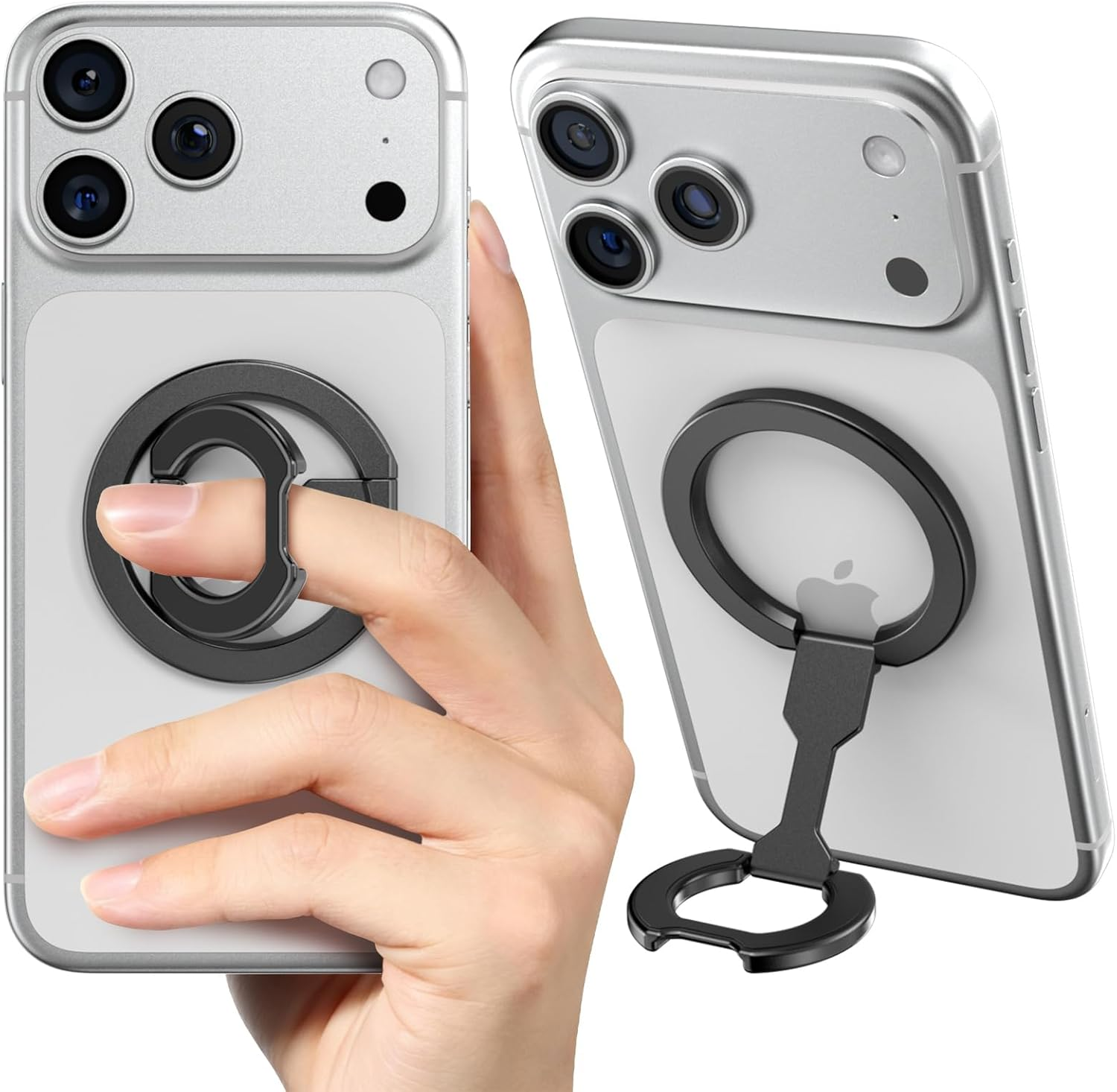 Cloudvalley Magnetic Phone Ring Holder for Magsafe, Dual-Sided Removable Phone Grip with 360&deg;Rotating Kickstand, Strong Magnet for Iphone 17 16 15 14 13 12 Series & Magnetic Car Mounts, Gray